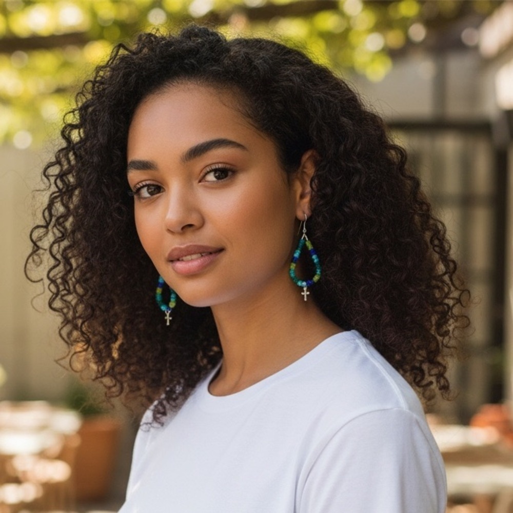 Earrings Handmade Glass Seed Bead Dangle Earrings